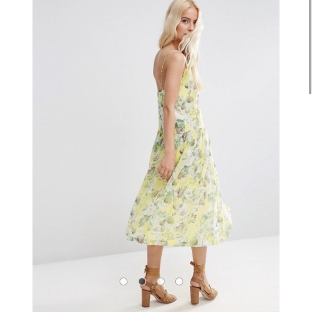 ASOS Yellow Floral Midi Dress